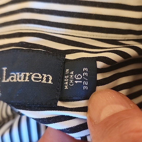 Ralph Lauren Classic Fit Long Sleeved Striped Shirt Blue White 16-32/33 - Picture 10 of 14